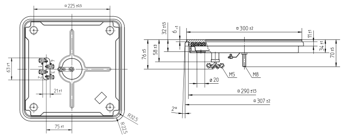 Square Rounded Edge with Outer Rim Hotplate 300 X 300 - Image 2